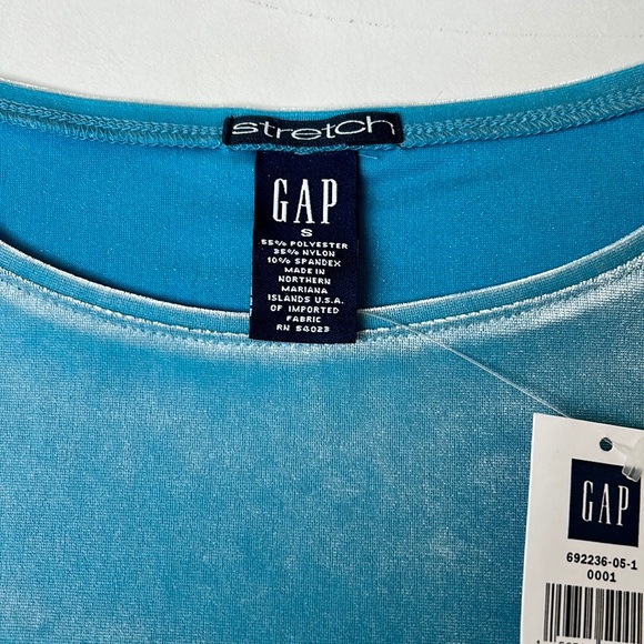 GAP Light Blue Velvet 3/4 Sleeve Scoop Neck Top - Picture 4 of 8